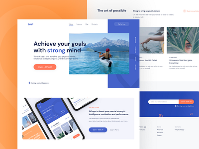 Bold - Landing page arounda bold calm color concept figma golden grid health landing page meditation mockups product design ratio sketch typography ui ux web design web page