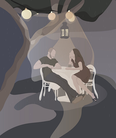 summer rain app art couple design flat illustration illustrator in love light and shadow minimal rain romantic summer summertime talking ui vector web