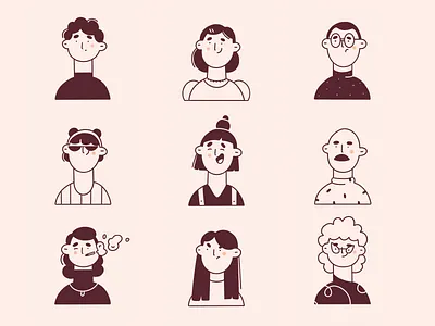 faces character character design cute expression faces illustration illustration 2d line art line artwork minimal minimal art people vector vector art