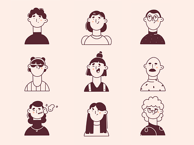 faces character character design cute expression faces illustration illustration 2d line art line artwork minimal minimal art people vector vector art