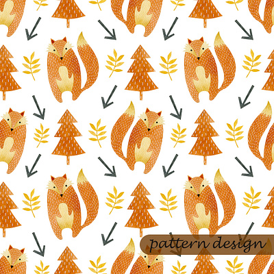 Seamless pattern watercolor fox art design drawing fox fox illustration graphicdesign illustraion illustration illustration art pattern