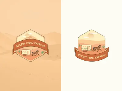Desert Pony Express 2020 creative logo design desert emblem emblem logo emblem logo creative round horse illustration logo mountain rv sticker sun sunny