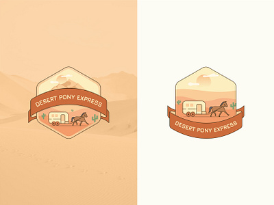 Desert Pony Express 2020 creative logo design desert emblem emblem logo emblem logo creative round horse illustration logo mountain rv sticker sun sunny