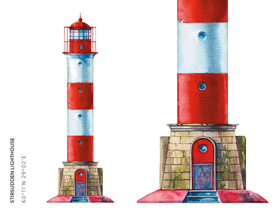 Stirsudden lighthouse aquarelle beacon drawing lighthouse navigation sea seamark watercolor