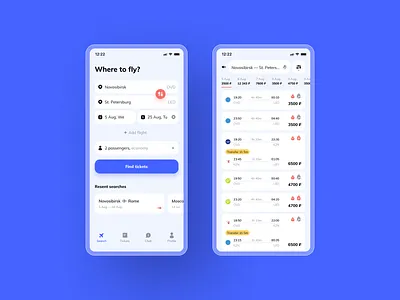 Flight booking | Mobile app airplane avia baggage booking date flight icons ios journey mobile price search tabbar tickets