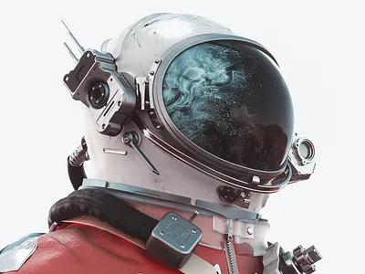 Cosmo - White 3d abstract astronaut black cinema 4d cold cosmonaut metal red render sciencefiction scifi space spacesuit stars white