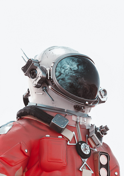 Cosmo - White 3d abstract astronaut black cinema 4d cold cosmonaut metal red render sciencefiction scifi space spacesuit stars white