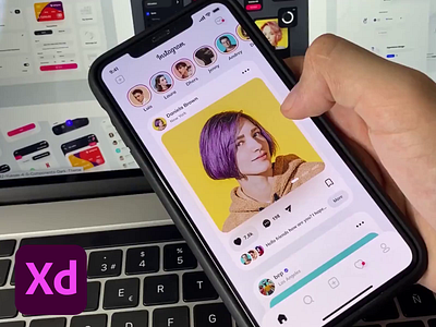 Instagram Redesign 📷 adobe xd adobexd animation app application clean design github instagram interaction interface ios app minimal motion design prototype social app ui ux vuejs vuesax