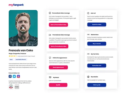 MyFanpark Profile page content design design figma figmaafrica page ui