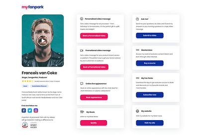 MyFanpark Profile page content design design figma figmaafrica page ui