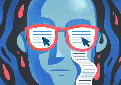 I can't read this anymore adobe photoshop character editorial illustration glasses grungy illustration reading