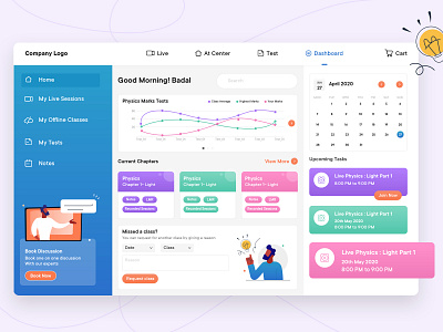 Online Learning Management Dashboard Concept academics dashboard ui education education website educational elearning elearning courses emotional design illustration learning management system learning platform motivation online classes online learning online tution students teaching ui user centered userinterface