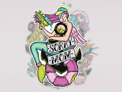 Lil' Wing - Sorry Mom Stickers branding cartoon character design digital drawing digitalart digitalillustration donut draw drawing illustration illustration art illustrator mermaid rave sticker sticker design stickerpack tattoo vectorart