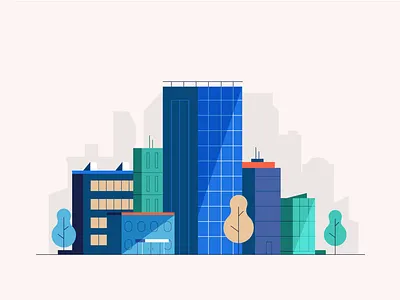 City view animation blocks buildings city clean illustration office simple skyscraper stepdraw vector vector art view