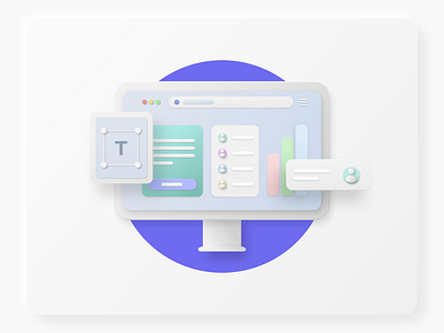 3D dashboard illustration 3d 3d effect adobe xd clean dashboard illustration interface modern neumorphism website white xd