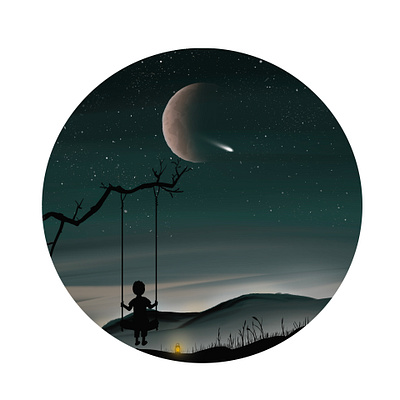 MOON LIGHT illustraion landscape light moonlight night stars