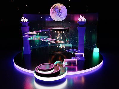 Stairways to the Moon 3d 3d art 3dart blender blender3d stage stage design