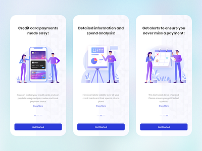 Intro Journey Credit Cards Bill Payment app design clean colors credit card payment finance app fintech interaction design intro screen minimal modern design onboarding product design trendy uidesign visual visual design visualization