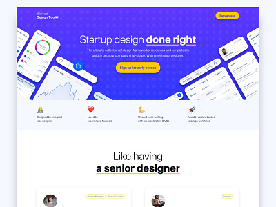 The Startup Design Toolkit branding design kit design software design system design systems design tool design toolkit landing page marketing site pattern product design startup startup branding startup design startup marketing ui ui design ui kit value proposition website