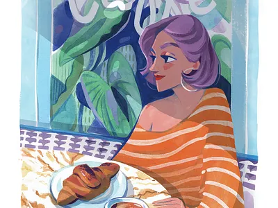 Good morning beauty character city coffee illustration morning plants summer urban woman