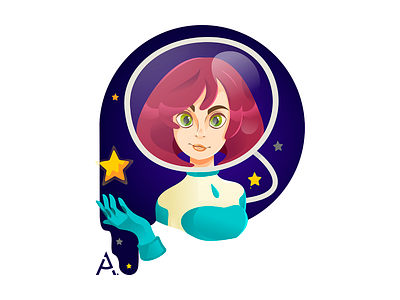 Third space portrait art cg cgart design digital flat illustration space star vector