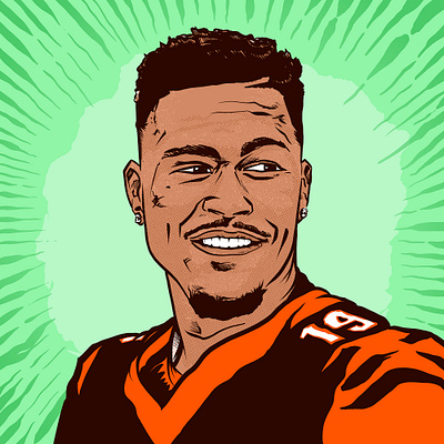 Cincinnati Bengal's WR Auden Tate bengals cincinnati cincinnati bengals design draw hand hand drawn illustration illustration art wacom cintiq