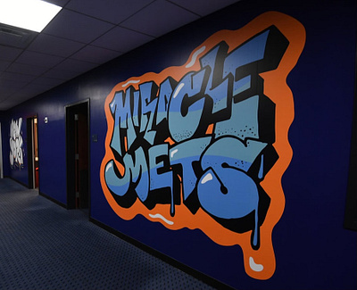 "Miracle Mets" Graffiti-Style Vinyl Mural baseball design environment design environmental graffiti art graffiti style hand drawn illustration mets