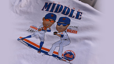 "Up The Middle" Vintage-Style Mets Free Shirt Friday apparel baseball design mets throwback vintage