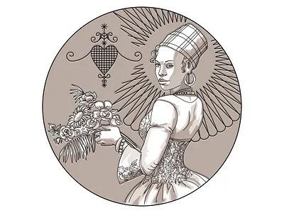 Illustration of a Woman contour flovers girl illustration illustrator vector woman