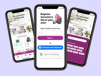 On-Demand Flower App appdesign flowers ios 11 pink ui ux