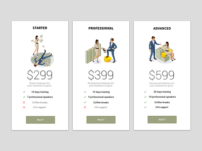 Pricing - Daily UI 030 030 daily 100 challenge daily ui 030 green money payment price pricing select