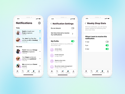 E4E — Notification Centre 🔔 blur clean figma ios app minimal mobile mobile app notification center notification settings notifications settings shopping app simple ui ui challenge uidesign uiux user settings ux challenge uxdesign