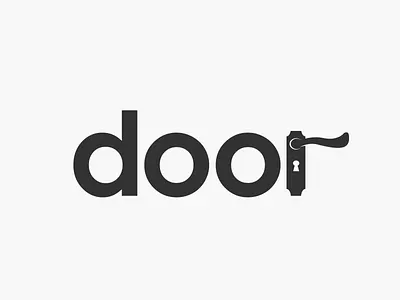 door logo wordmark clean design door door handle flat illustration logo logotype simple typography vector wordmark