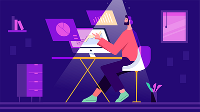 Finance Person blog illustration finance flat design flat illustration graph graphic design growth room vinodraws visual design
