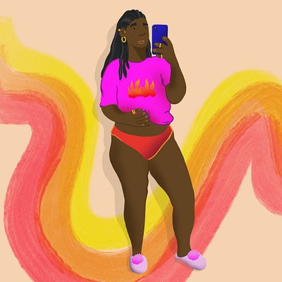 Feelin' myself black woman design designer digital illustration digital illustrator feeling myself fire handdrawn illustration illustrator procreate sexy woman women women empowerment women in illustration women of colour