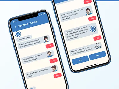 De Corona - COVID-19 App - Checker Chatbot app chatbot checker covid covid 19 covid19 health mobile mobile ui stayhome staysafe ui ux