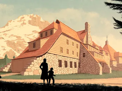 The Shining building digital film folioart hotel illustration landscape movie poster rui ricardo silhouette texture