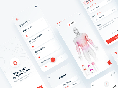 Burn Care 3d app burn clean cure design healthcare interaction ios minimal mobile skincare therapist ui ux