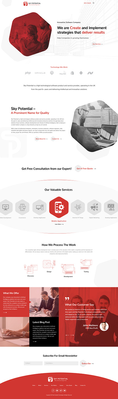 Sky Potential Concept creative landingpage ui