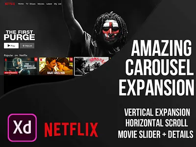 Netflix Carousel & Card Expansion Effect in XD adobexd animation animation tutorial branding carousel clean design freebie freebie xd freebies netflix netflix and chill profile profile card slide show slider design tutorial ui website youtube