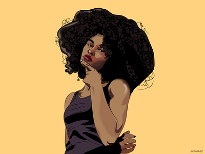 Curiosity adobe adobe illustrator afro art artwork beautiful black woman colorful concept art curious digital art drawing dribbble fashionart girl hairstyle illustration posing realistic wallpaper