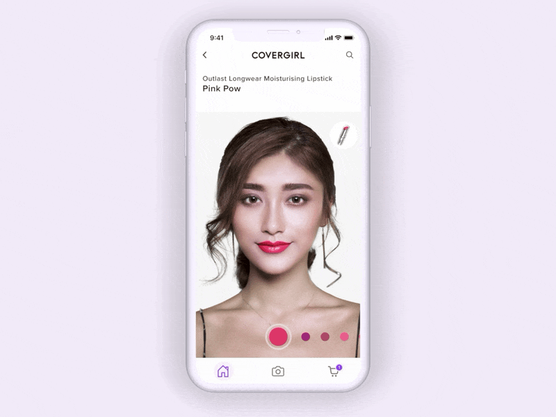 Covergirl - Magic Mirror animated gif animation app beauty design fashion flinto photoshop product sketch ui