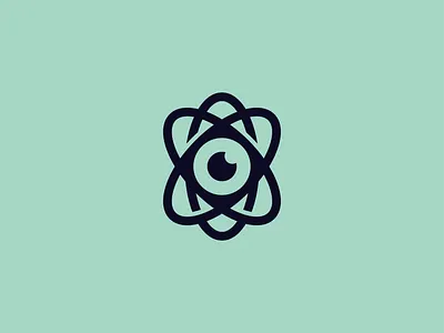 Atom Eyewear atom branding cosmic eye glasses green icon identity line art logo logomark logotype mark negative space pupil science space vector