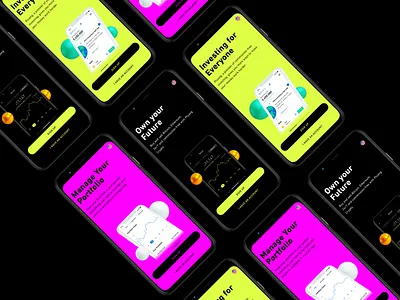 Fintech Onboarding banking bitcoin colorful cyberpunk dark dashboard finance finances gojek investing monzo onboarding pluang portfolio revolut trade trading wallet