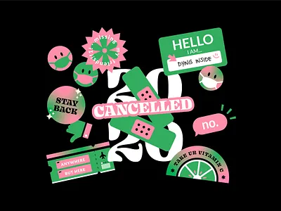 2020 Moods 2020 flat gradient icons illustration mood name tag orange quarantine set social distance sticker pack ticket vitamin c