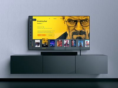 Daily UI/ TV App - #025 app breaking bad design grey information movies smart smart tv tv tv app tv show ui watch web yellow