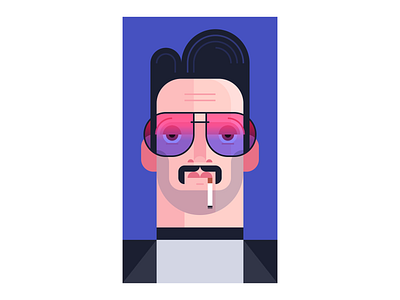 Macho Macho Man character design cigarette fellow glasses guy hair illustration macho macho man man mustache people slicked smoking stud sunglasses tinted