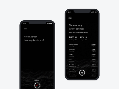 Ella - AI Assistant ai assistance bank ios mobile ui ux voice