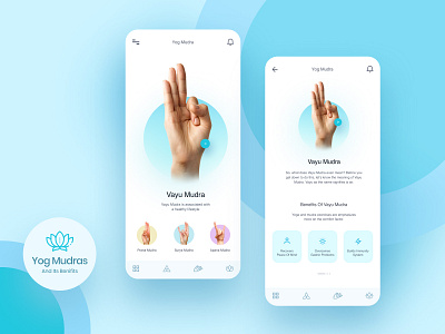 Yoga/Meditaion app 100daychallenge blue clean ui color concept creative design figma meditation mudra typography ui ui ux ux yoga yoga app