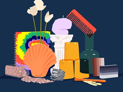 Collection accessories color composition drawing drawing challenge glass illustration shell still here still life still life stilllife